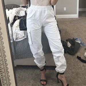 Pretty Little Thing white jogger pants